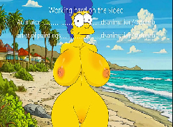 Hentai traição com Marge Simpsons dando na praia