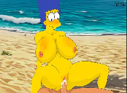 Hentai Simpsons Margie dando a bunda na praia
