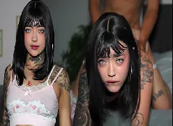 Ninfetinha tatuada latina levando pica com força